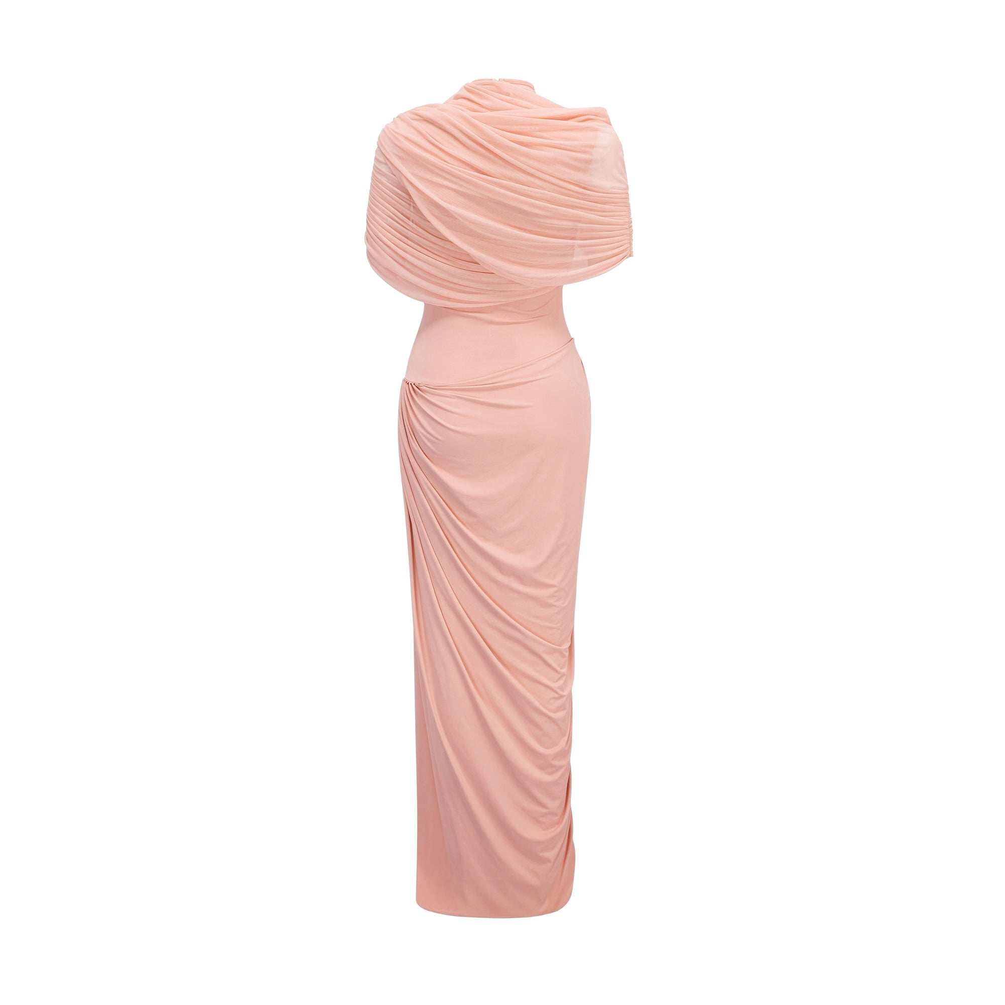 Vestido maxi plisado asimétrico