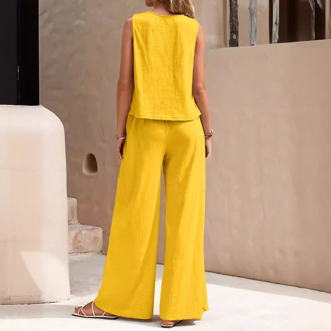 Conjunto informal de color liso para mujer