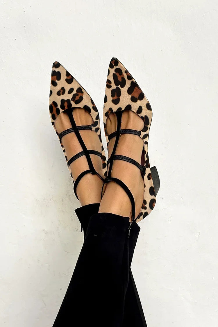 Bridget - Zapatos de tacón con correa de leopardo