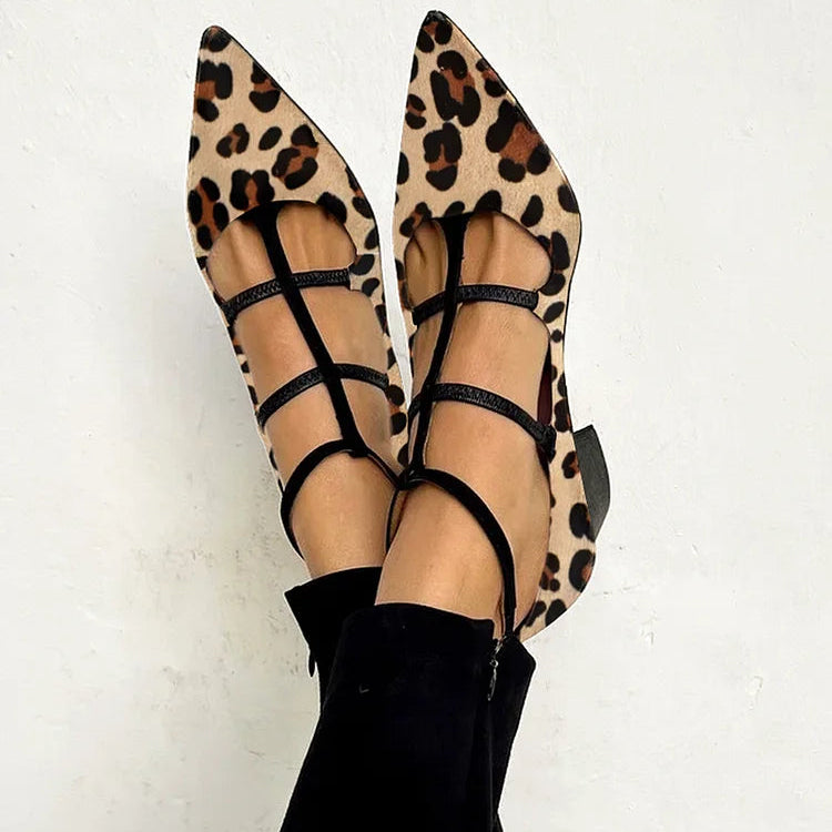 Bridget - Zapatos de tacón con correa estampada de leopardo