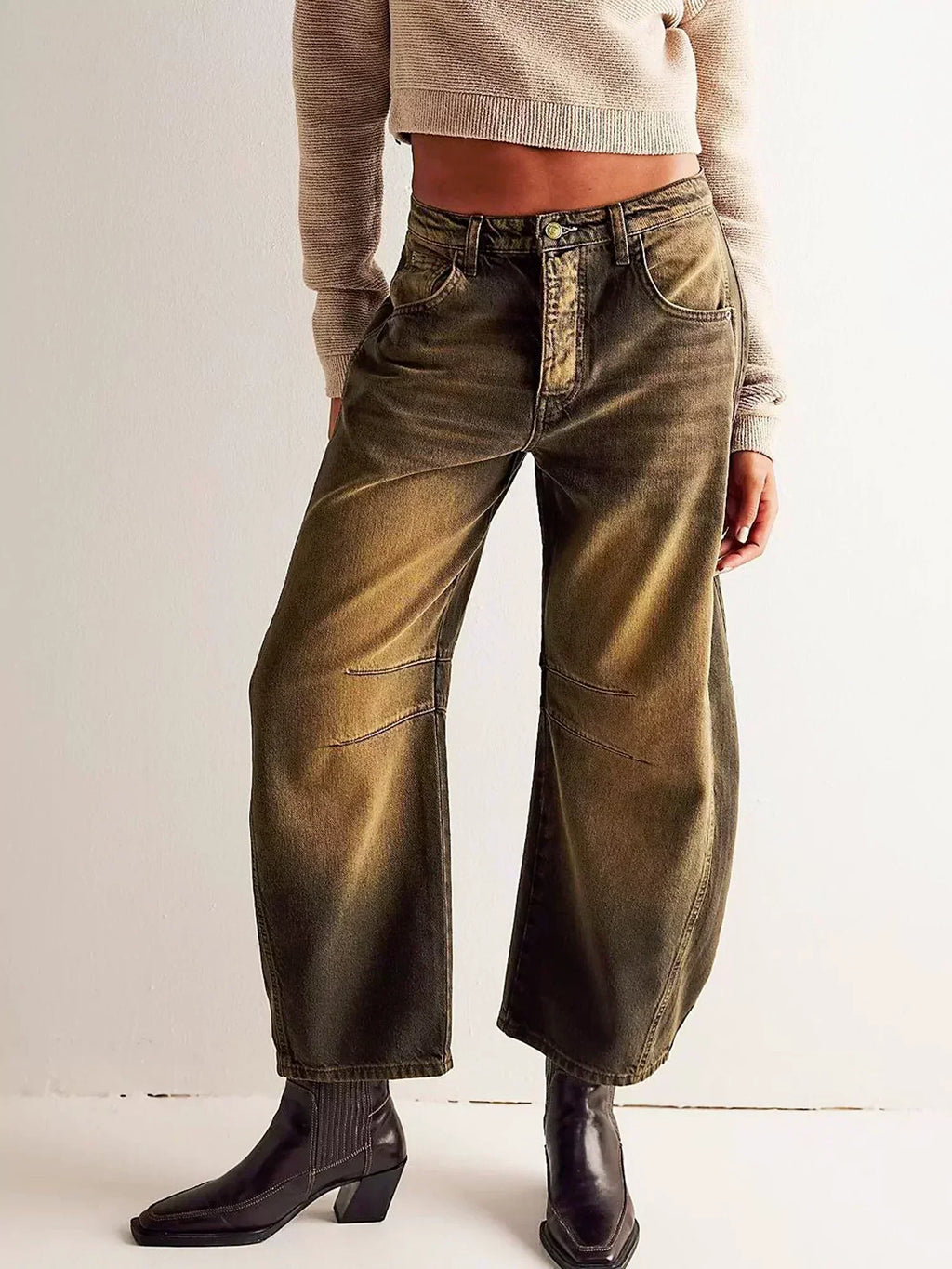 Jeans estampados con pierna ancha