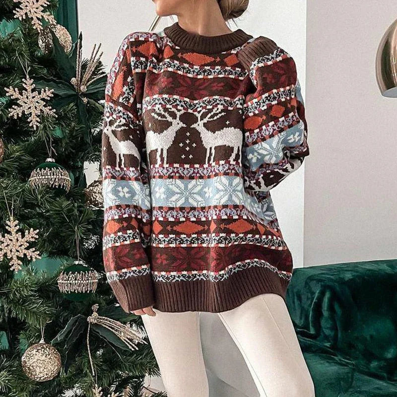 Suéter navideño con diseño de reno