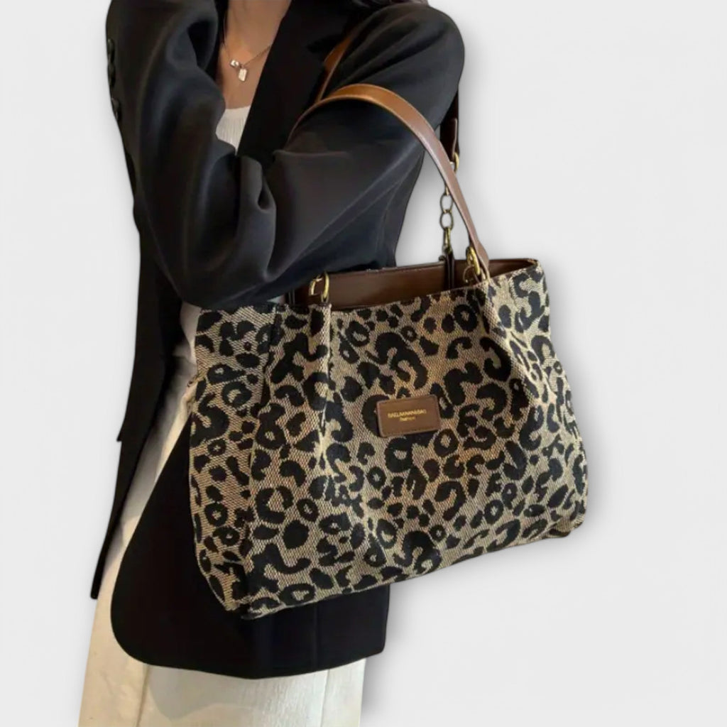 Bolso de lona con estampado de leopardo