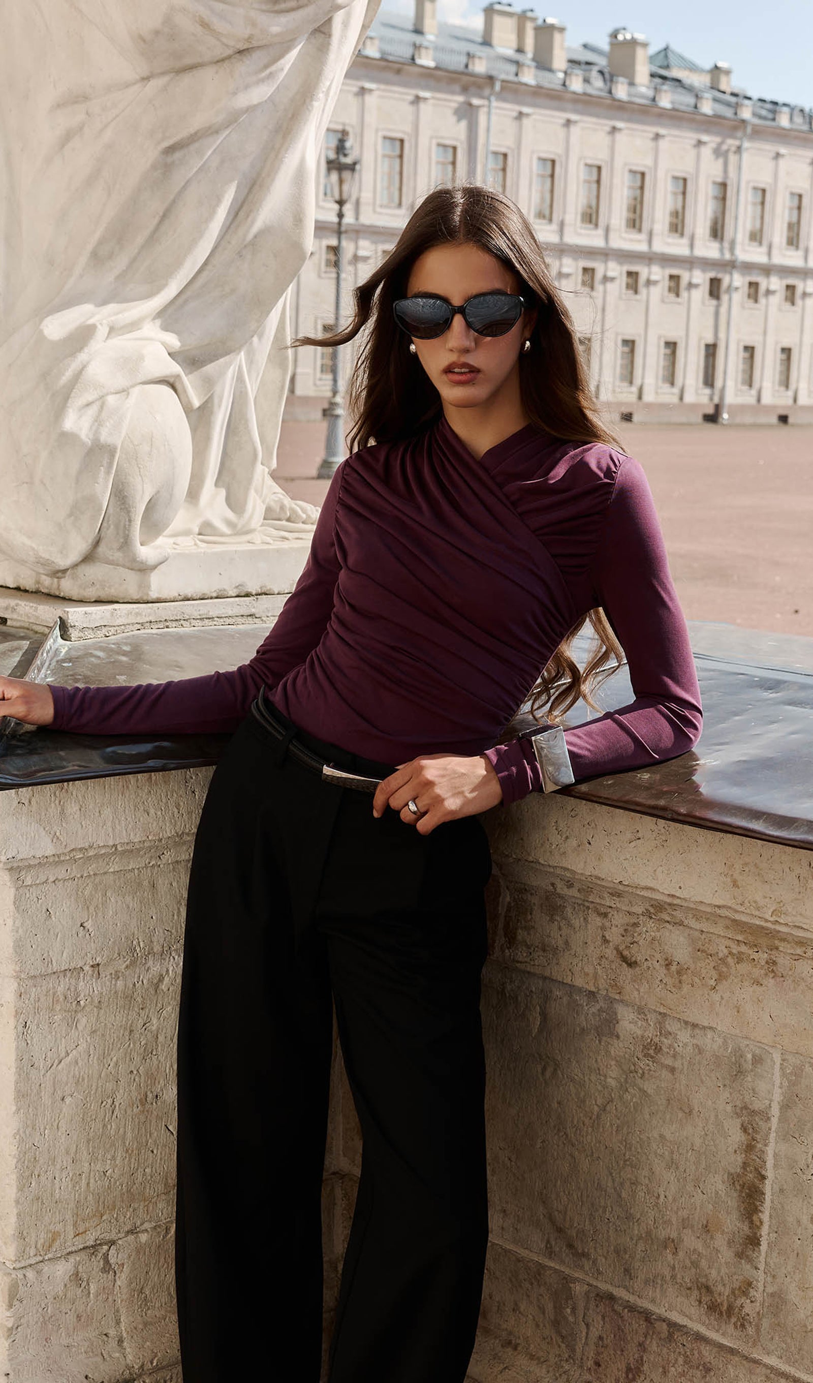 Blusa Punto Con Pliegues