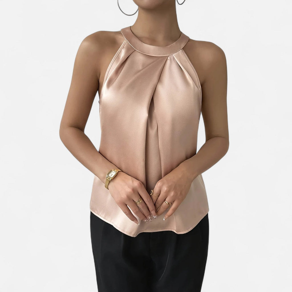 Top de satén con cuello halter
