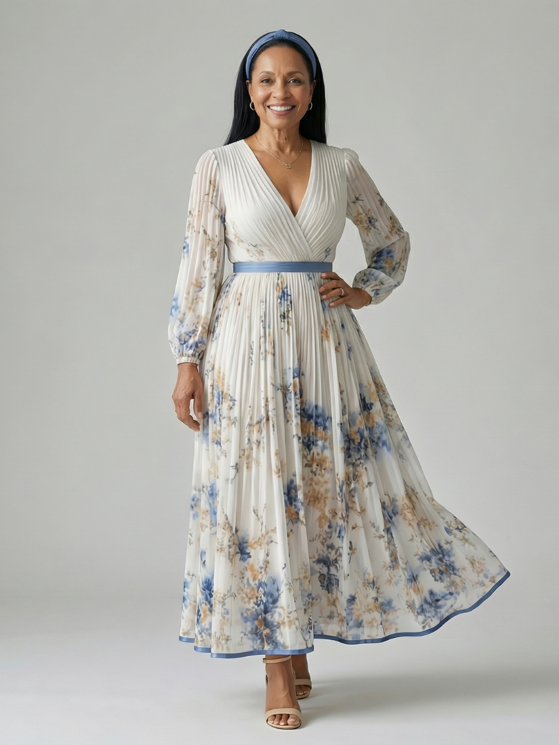 Eva | Vestido midi cruzado plisado