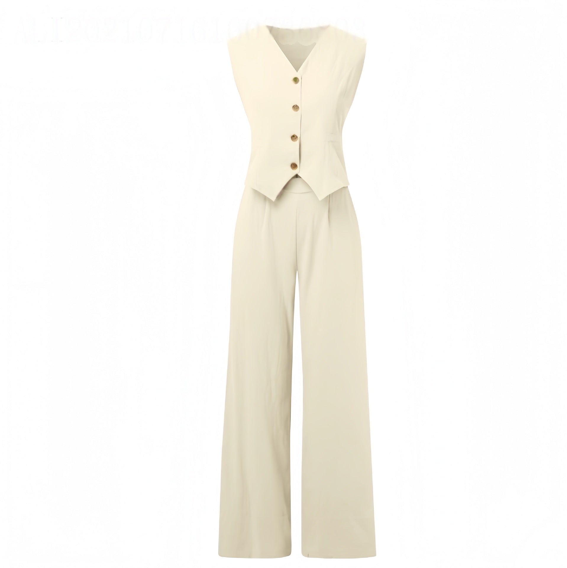 Conjunto de chaleco con cuello en V y pantalones rectos sueltos