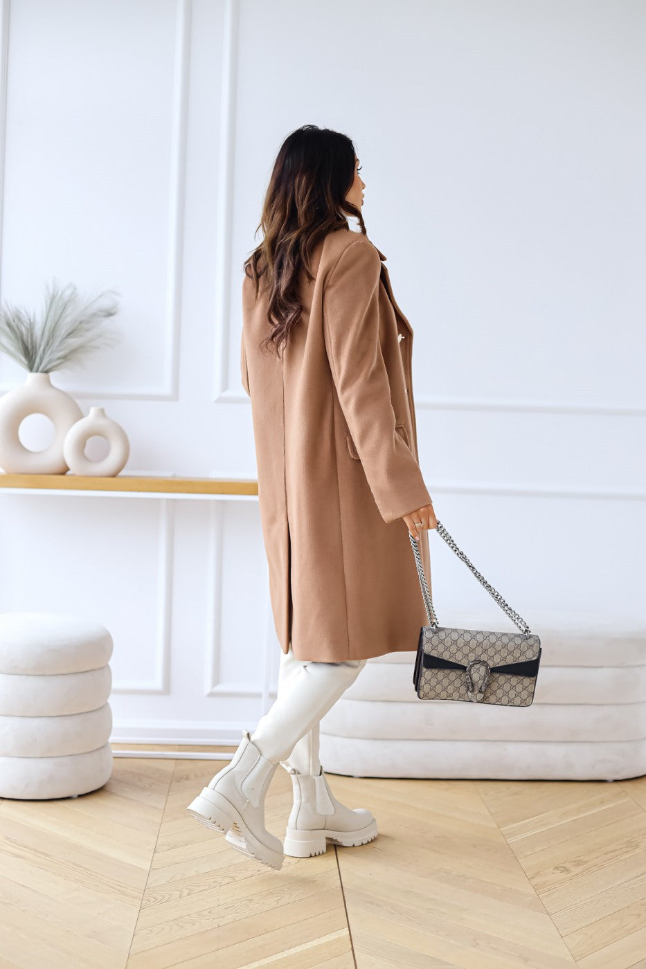 Abrigo largo de invierno para mujer de doble botonadura