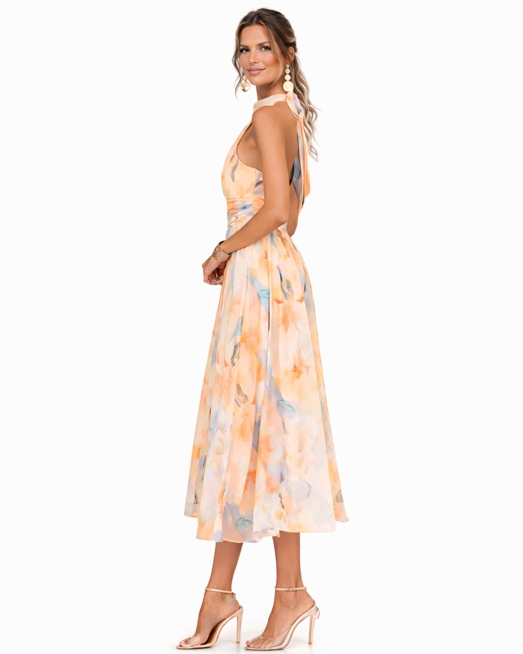 Aurora | Vestido con escote americano y estampado en acuarela