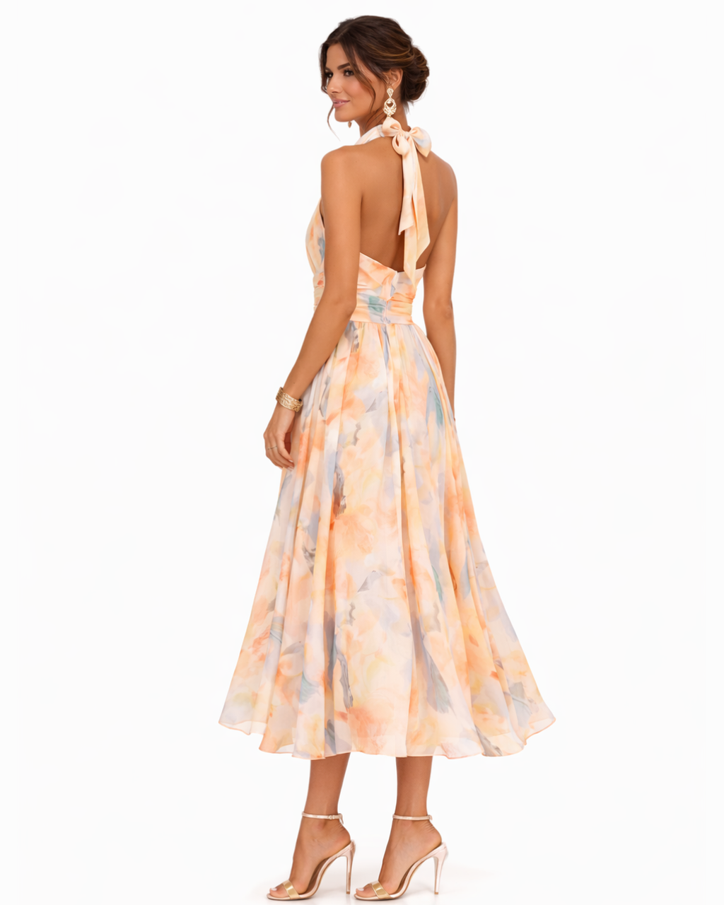 Aurora | Vestido con escote americano y estampado en acuarela