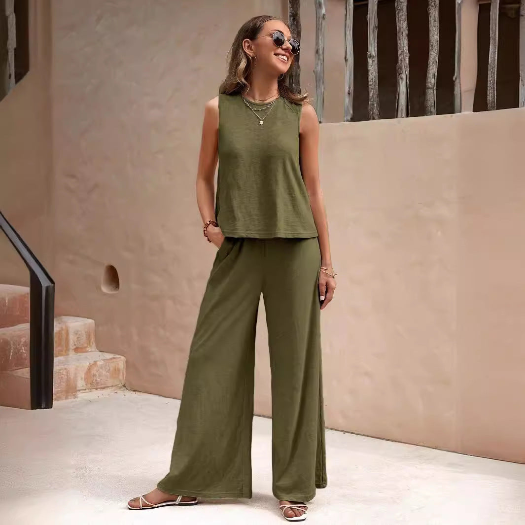 Conjunto informal de color liso para mujer