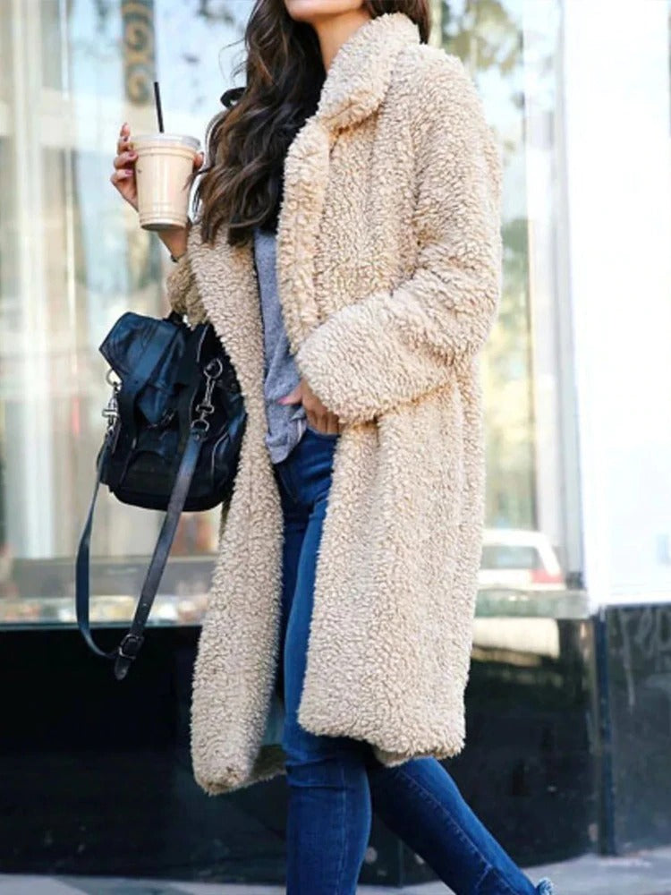 Abrigo de invierno para mujer estilo teddy, cálido y suave.