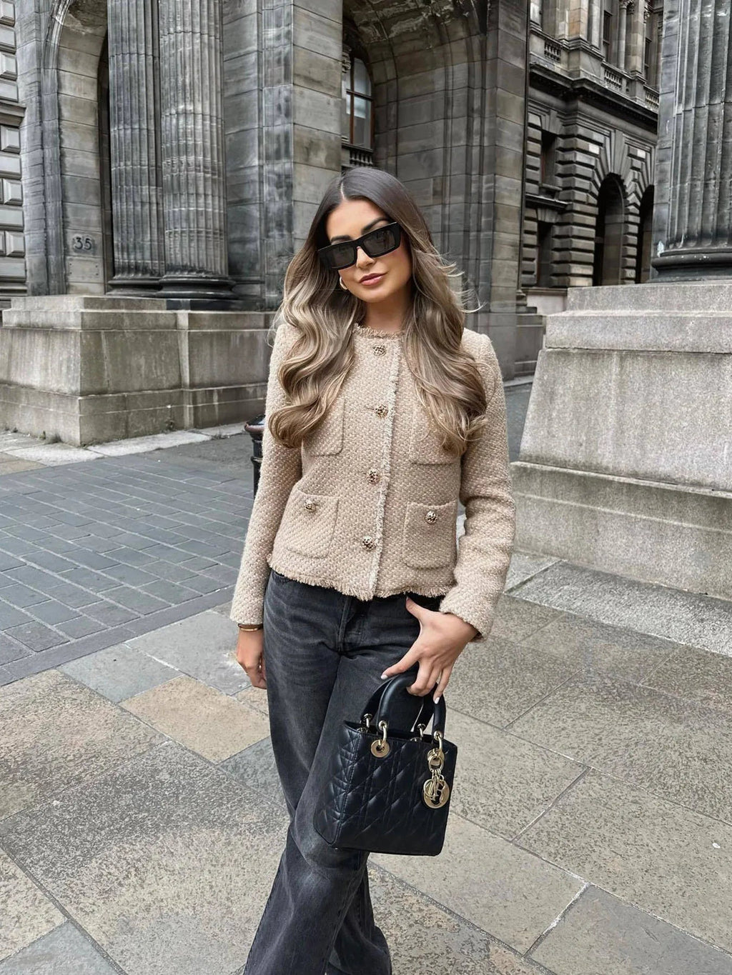 Chaqueta Blazer de Tweed Corto