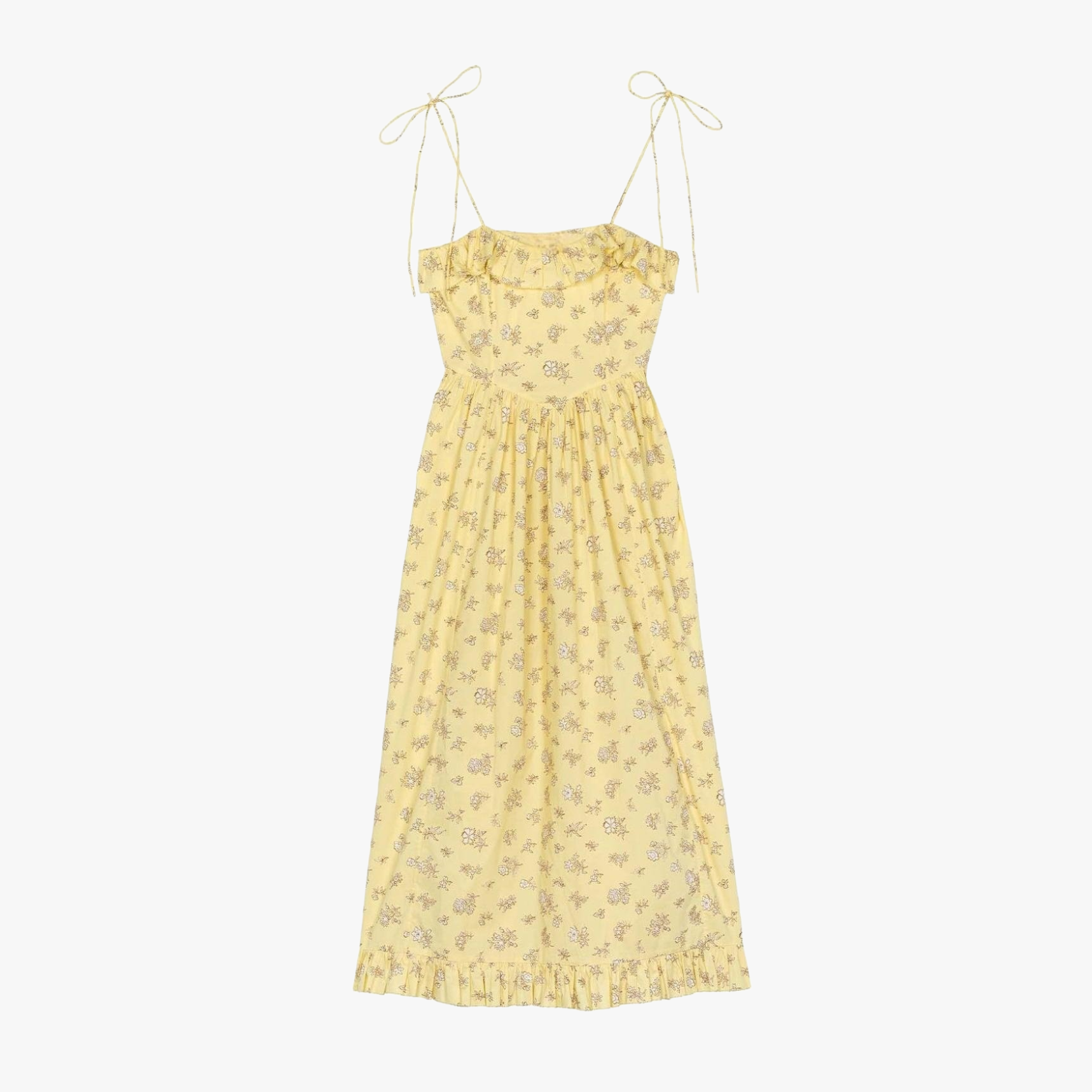 Vestido Midi Floral con Volantes