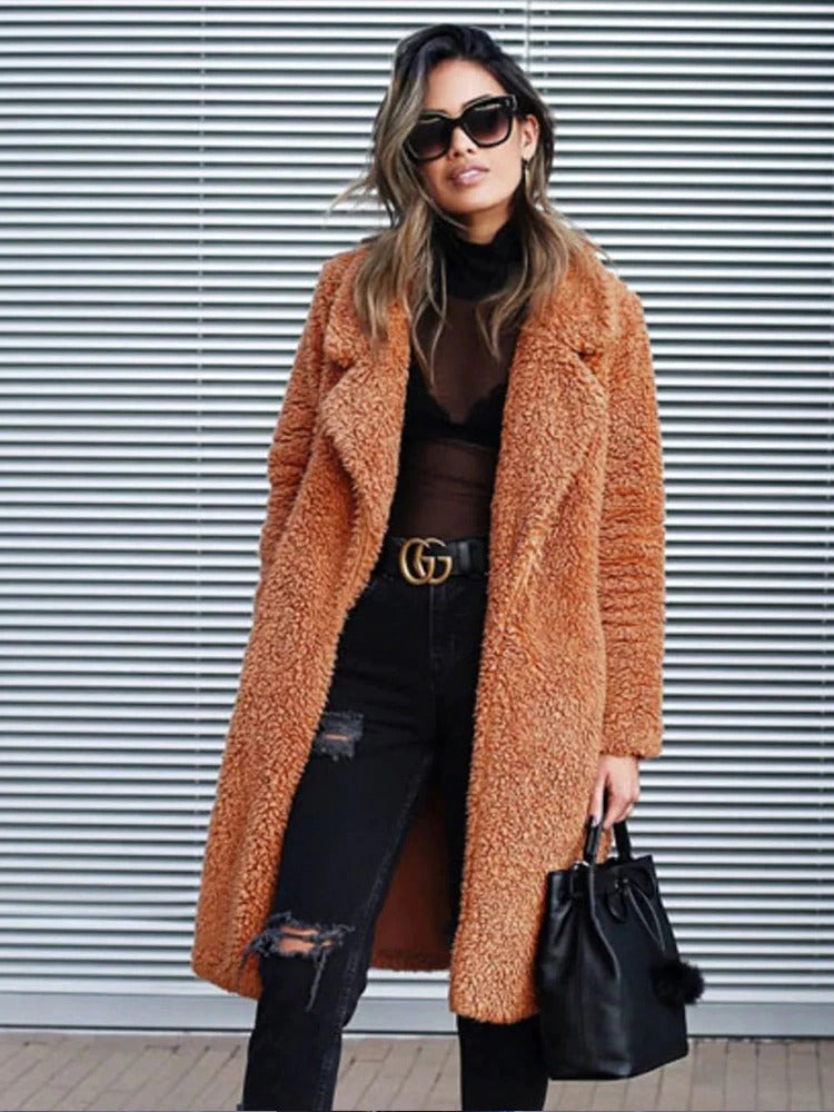 Abrigo de invierno para mujer estilo teddy, cálido y suave.