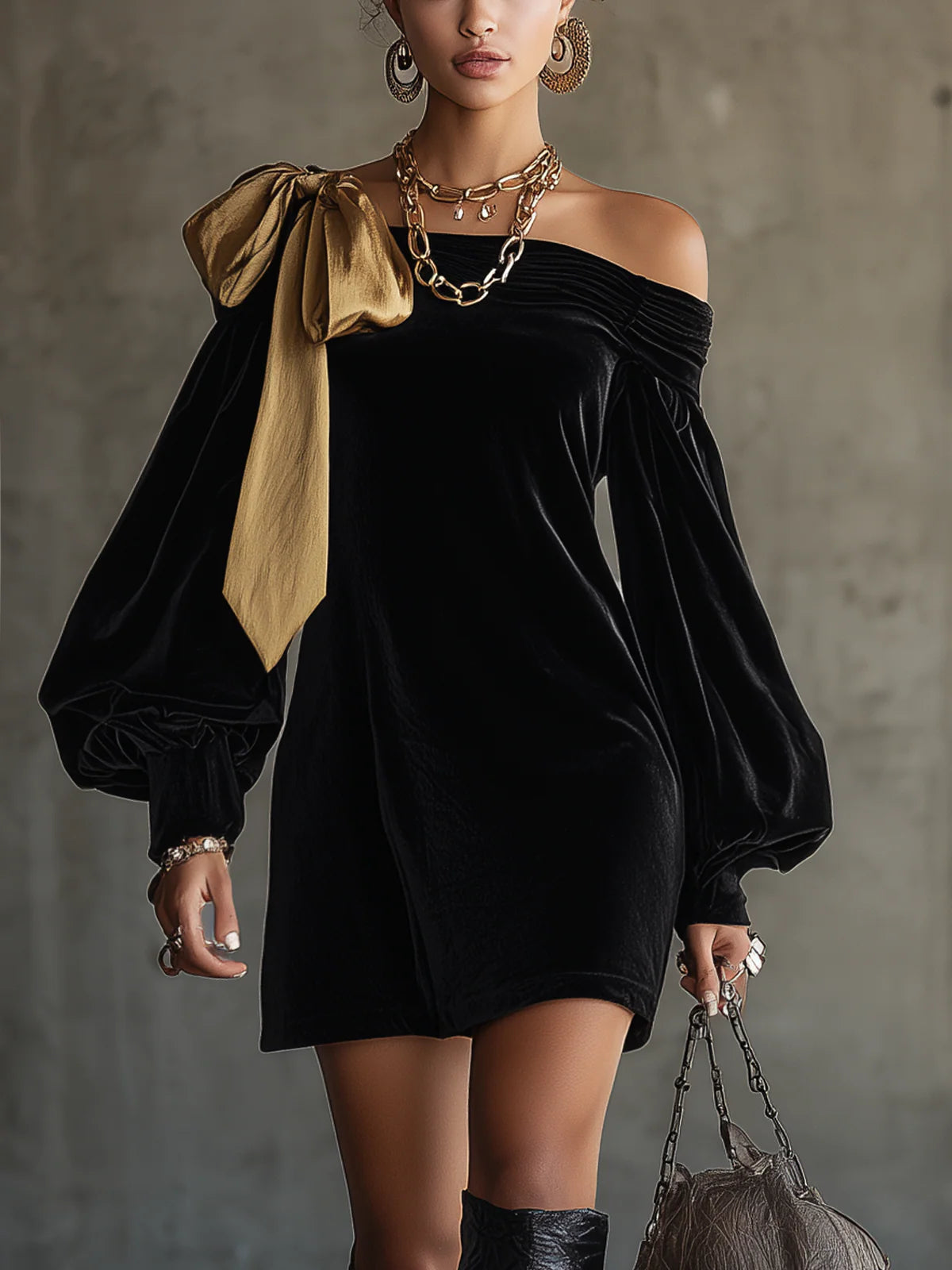 Minivestido de terciopelo negro