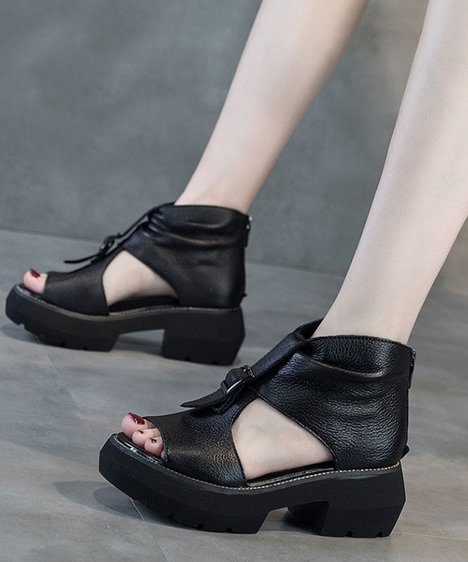 Sandalias casuales con cuña y plataforma en cuero