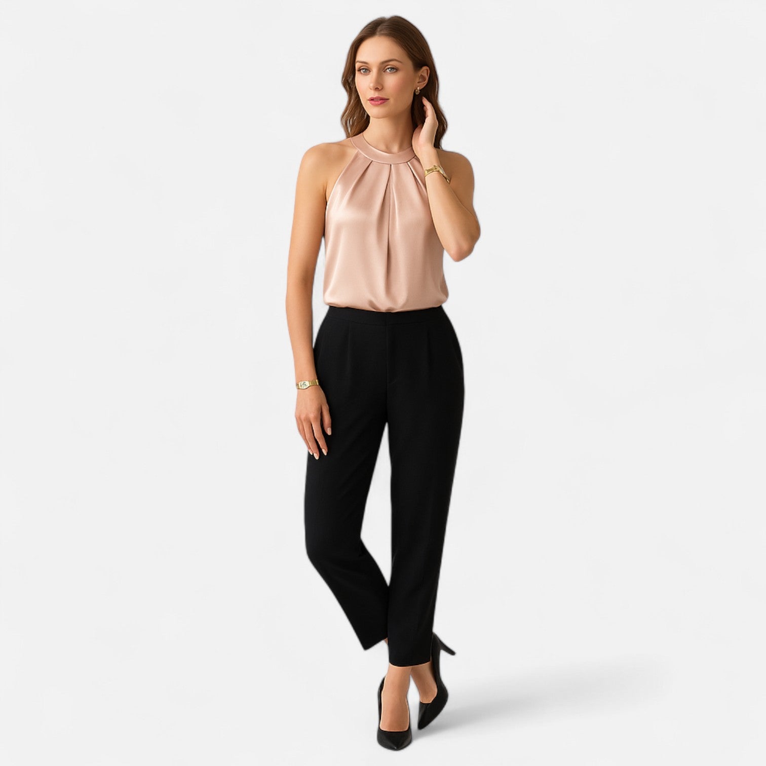 Top de satén con cuello halter