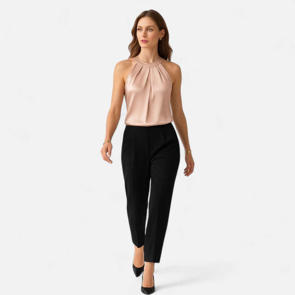 Top de satén con cuello halter