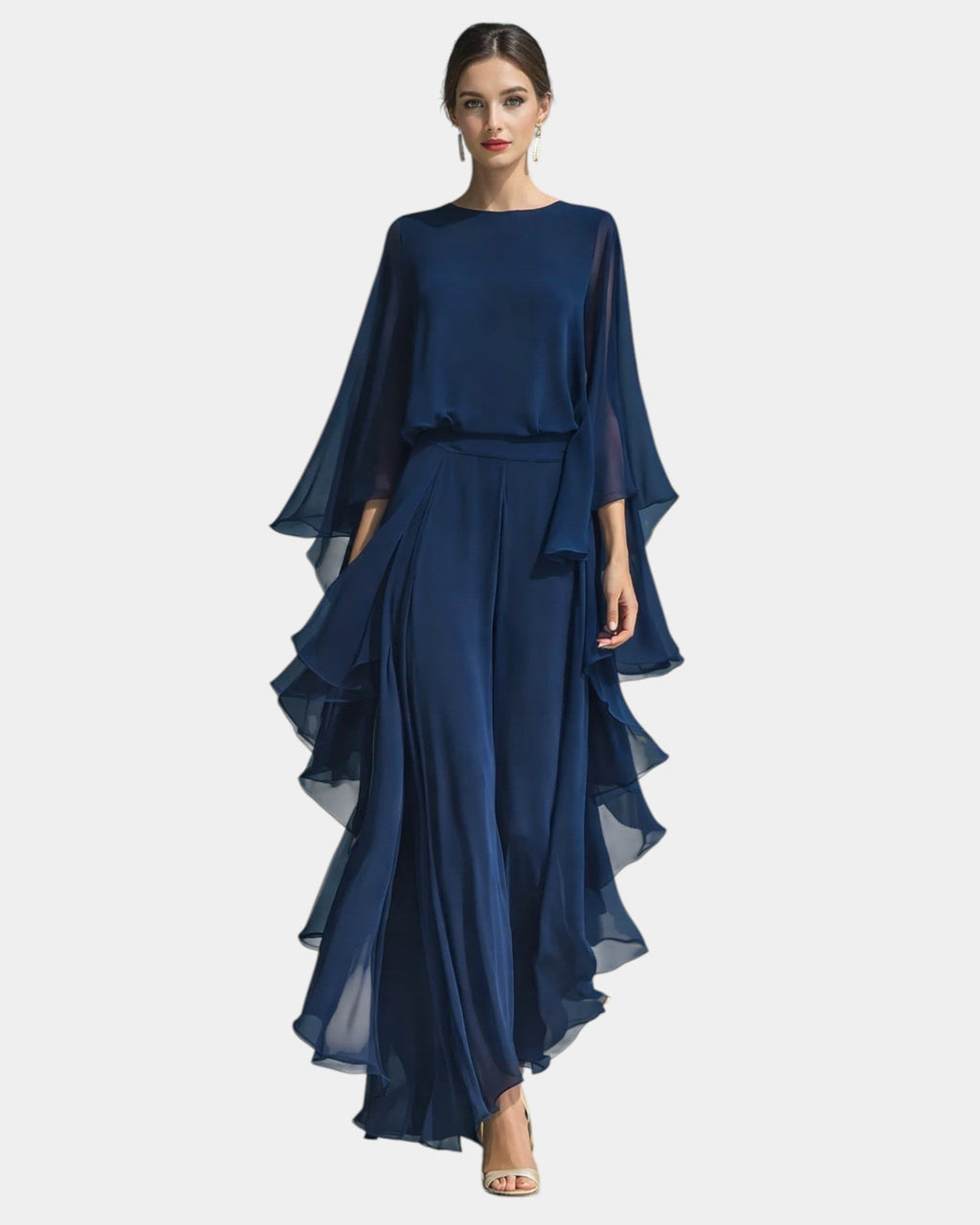 Verónica | Conjunto elegante en chifón con volantes