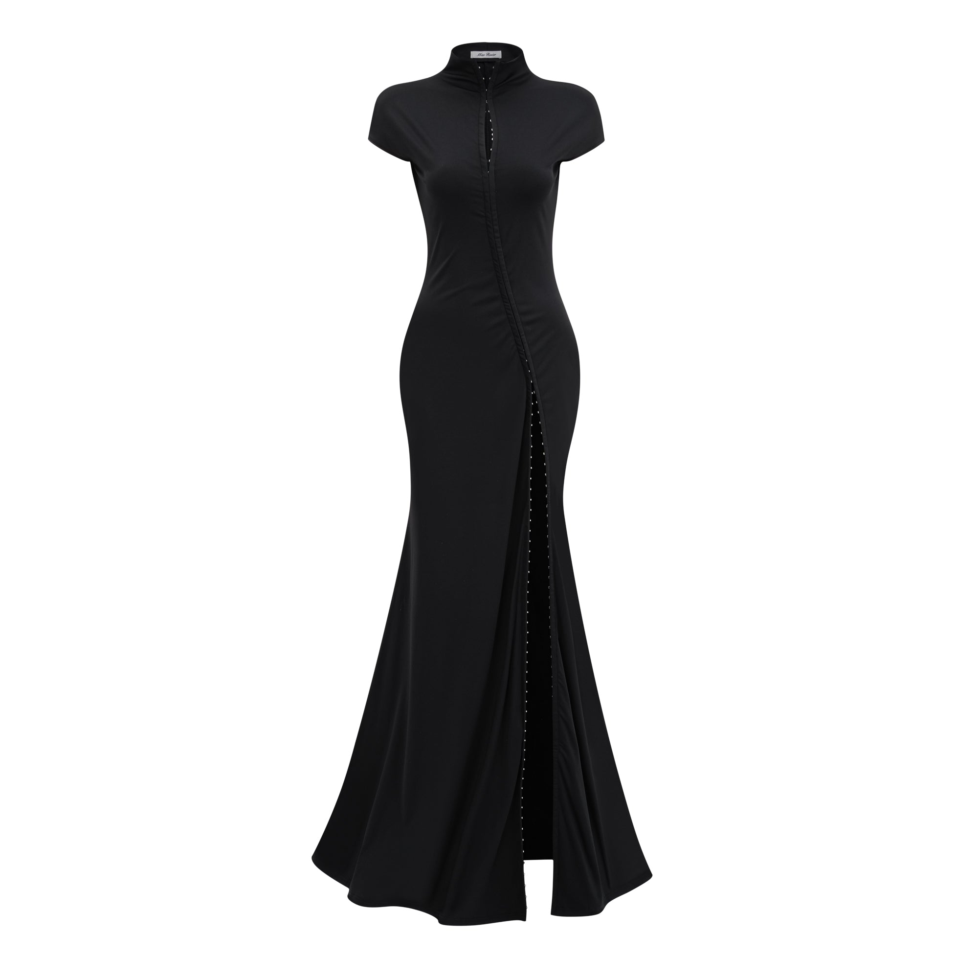 Vestido maxi negro con escote en ojo de cerradura