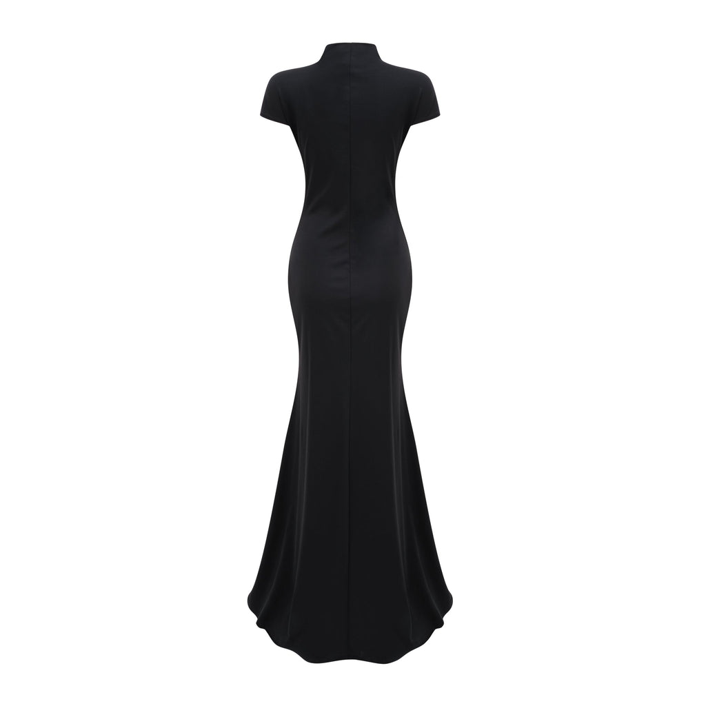 Vestido maxi negro con escote en ojo de cerradura