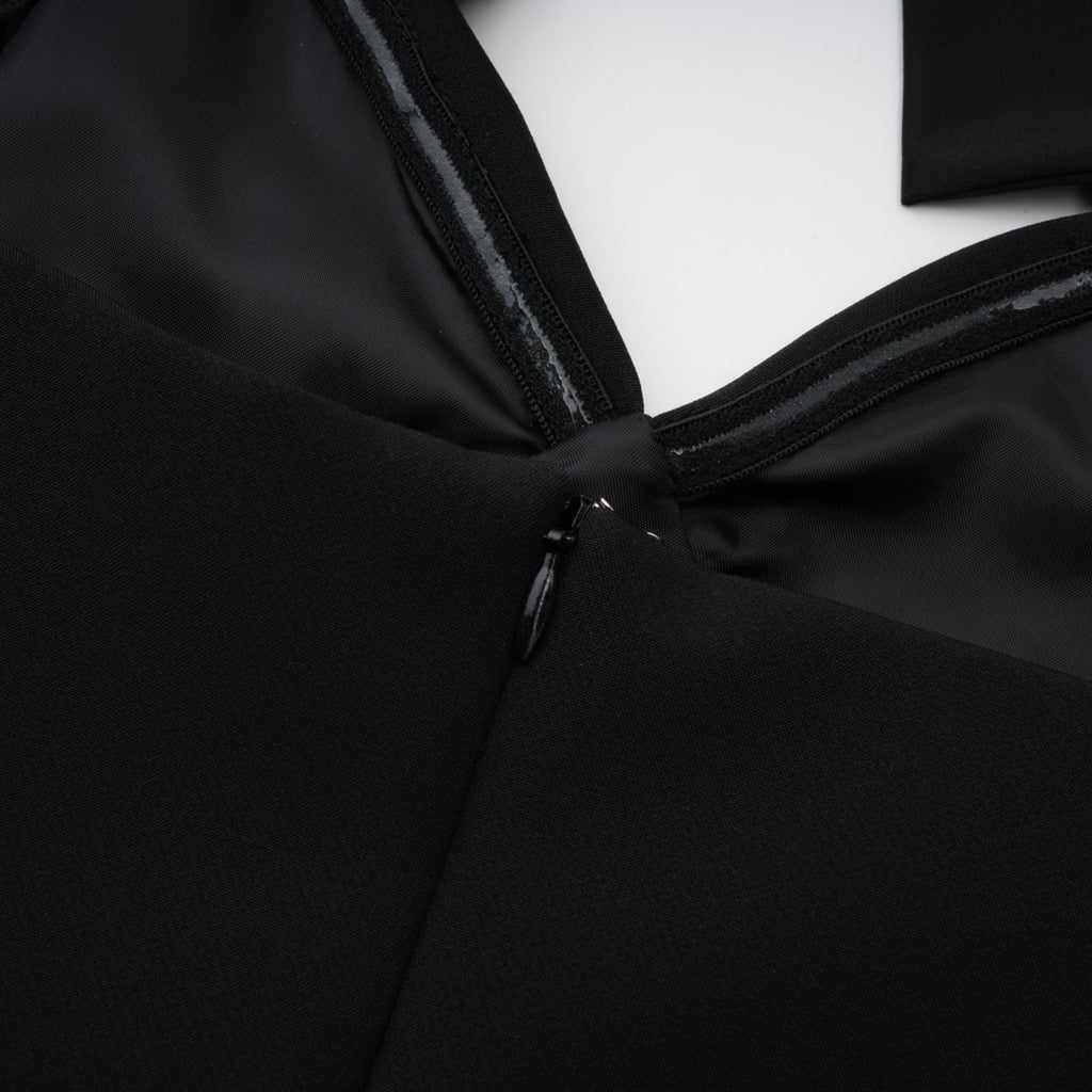 Vestido maxi con panel de encaje negro