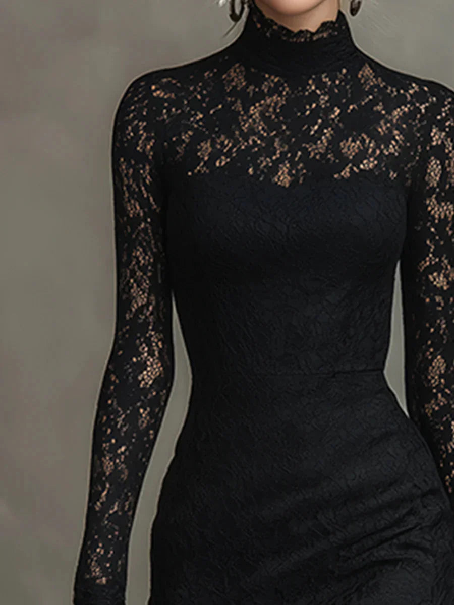 Vestido maxi de encaje con silueta sirena