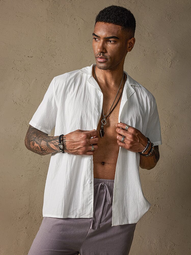 Camisa casual de algodón y lino