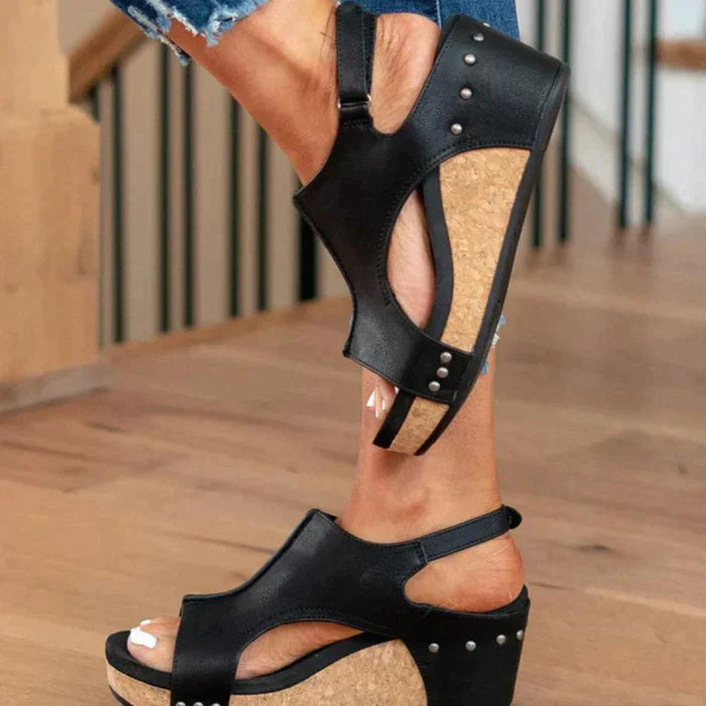 Angela | Sandalias de cuña para mujer con punta abierta