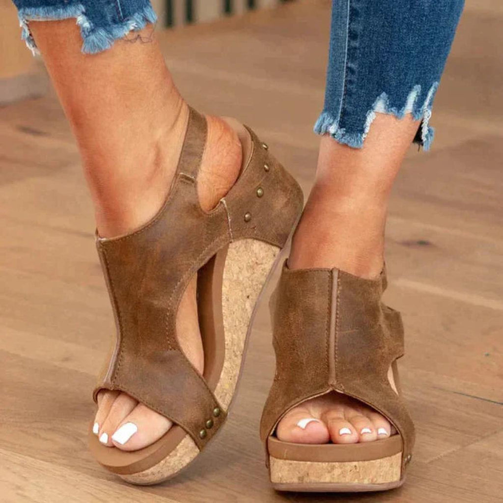 Angela | Sandalias de cuña para mujer con punta abierta