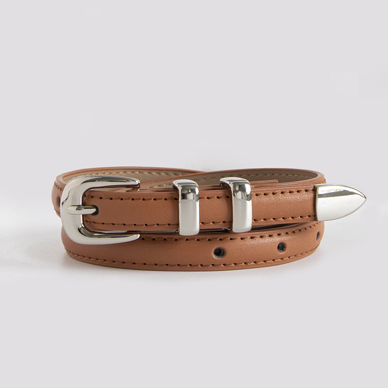 Cinturón de cuero delgadoy elegante