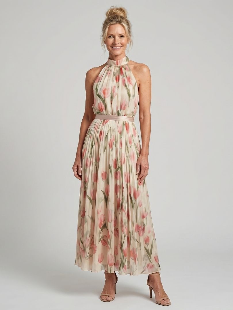 Reyna | Vestido midi halter floral