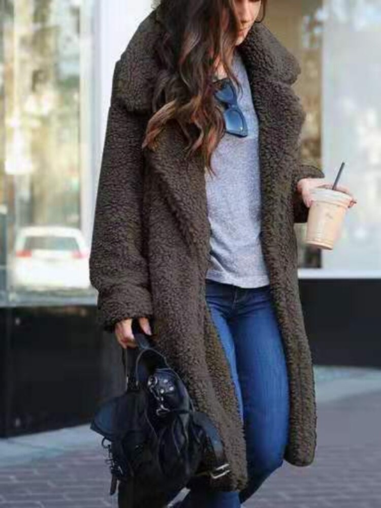 Abrigo de invierno para mujer estilo teddy, cálido y suave.