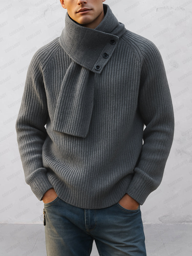 Conjunto minimalista de suéter de cuello redondo y bufanda