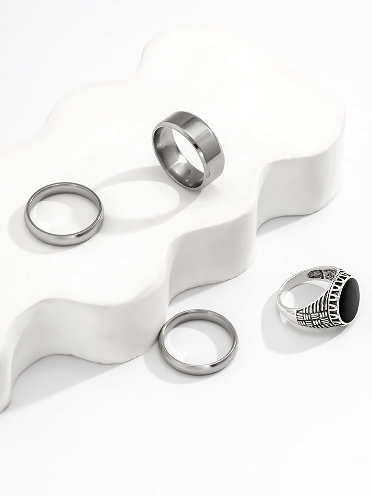 Conjunto 4 anillos estilo urbano