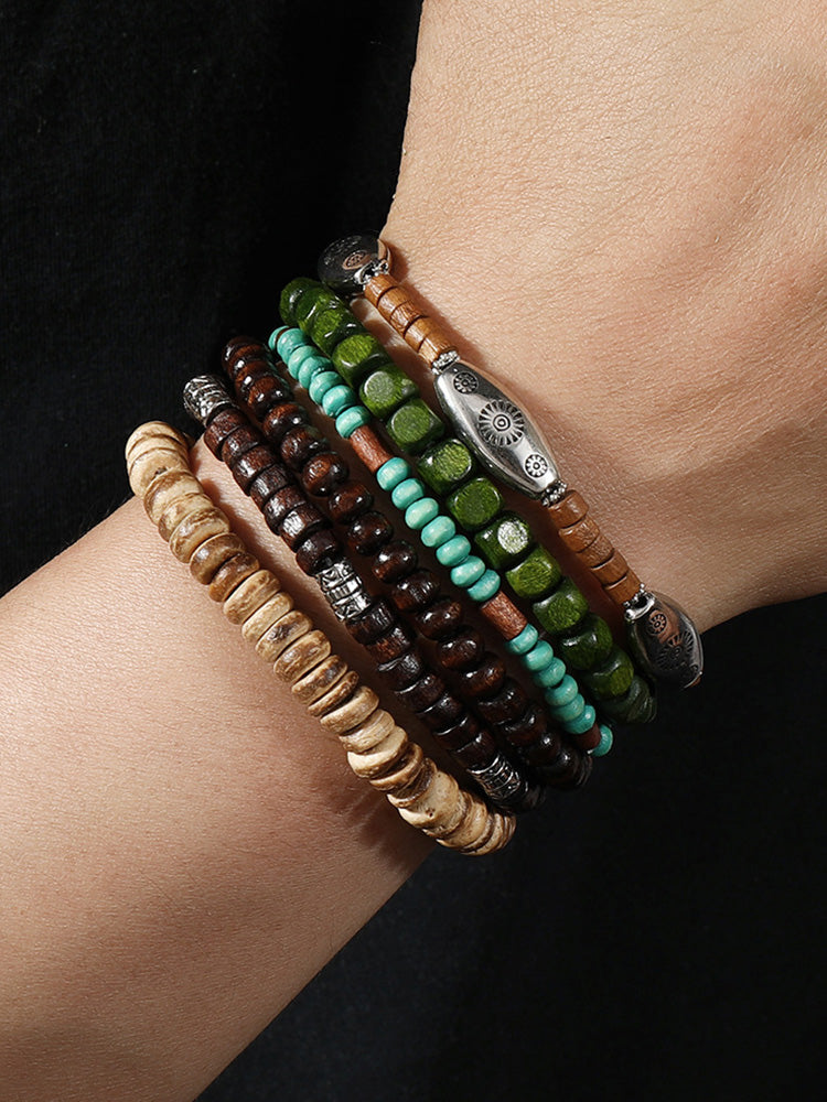 Set de 6 pulseras de cuentas bohemias apilables