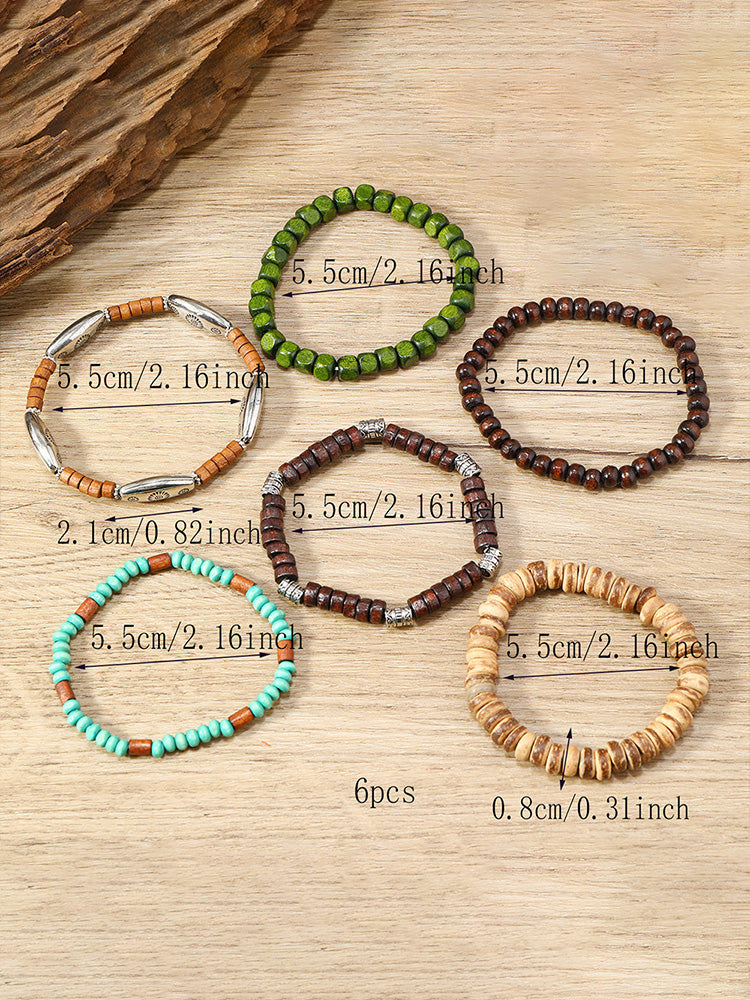 Set de 6 pulseras de cuentas bohemias apilables
