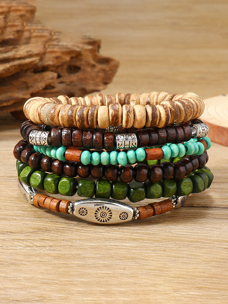Set de 6 pulseras de cuentas bohemias apilables