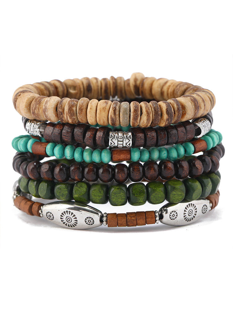 Set de 6 pulseras de cuentas bohemias apilables