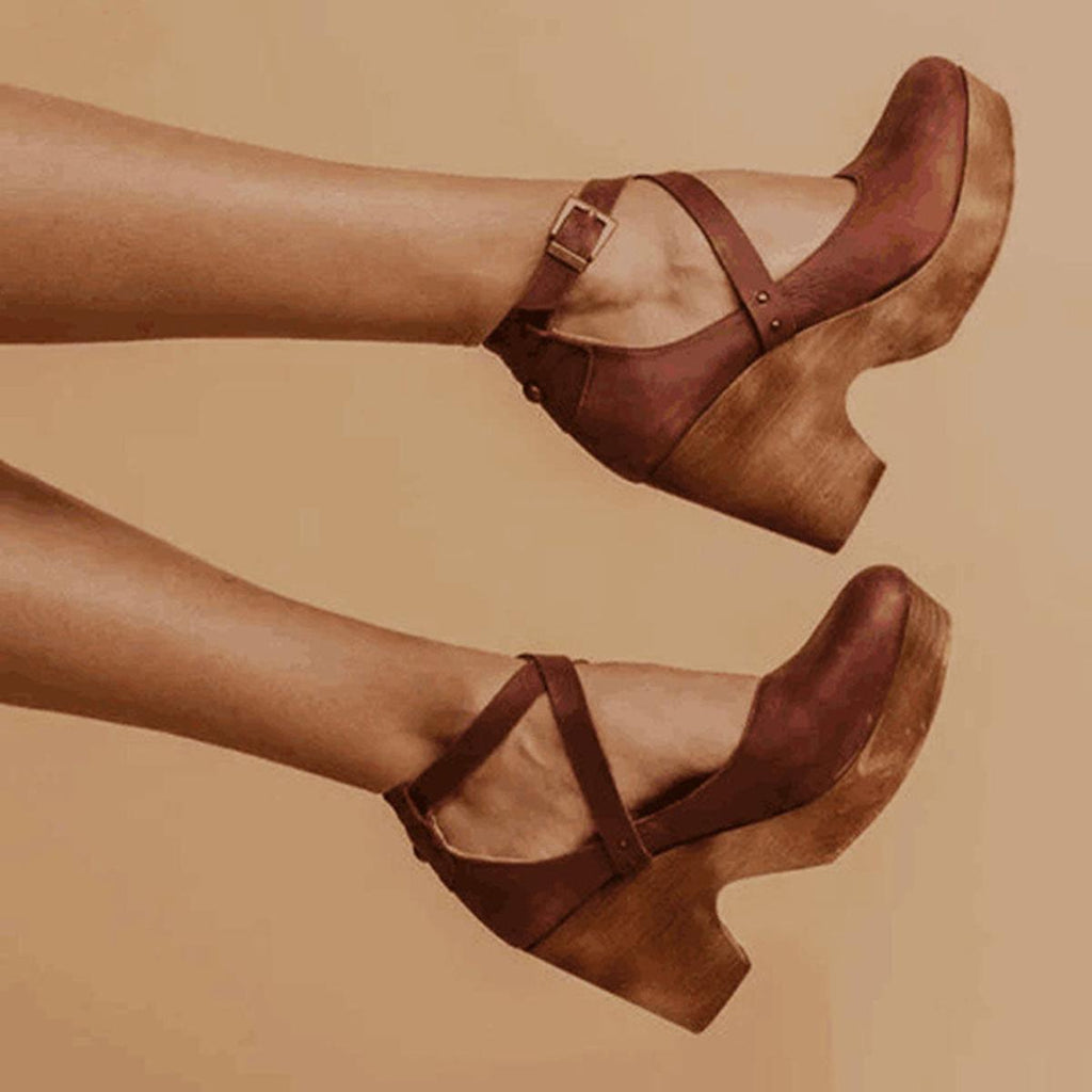 Andrea | Tacones de cuña para damas con correa en el tobillo