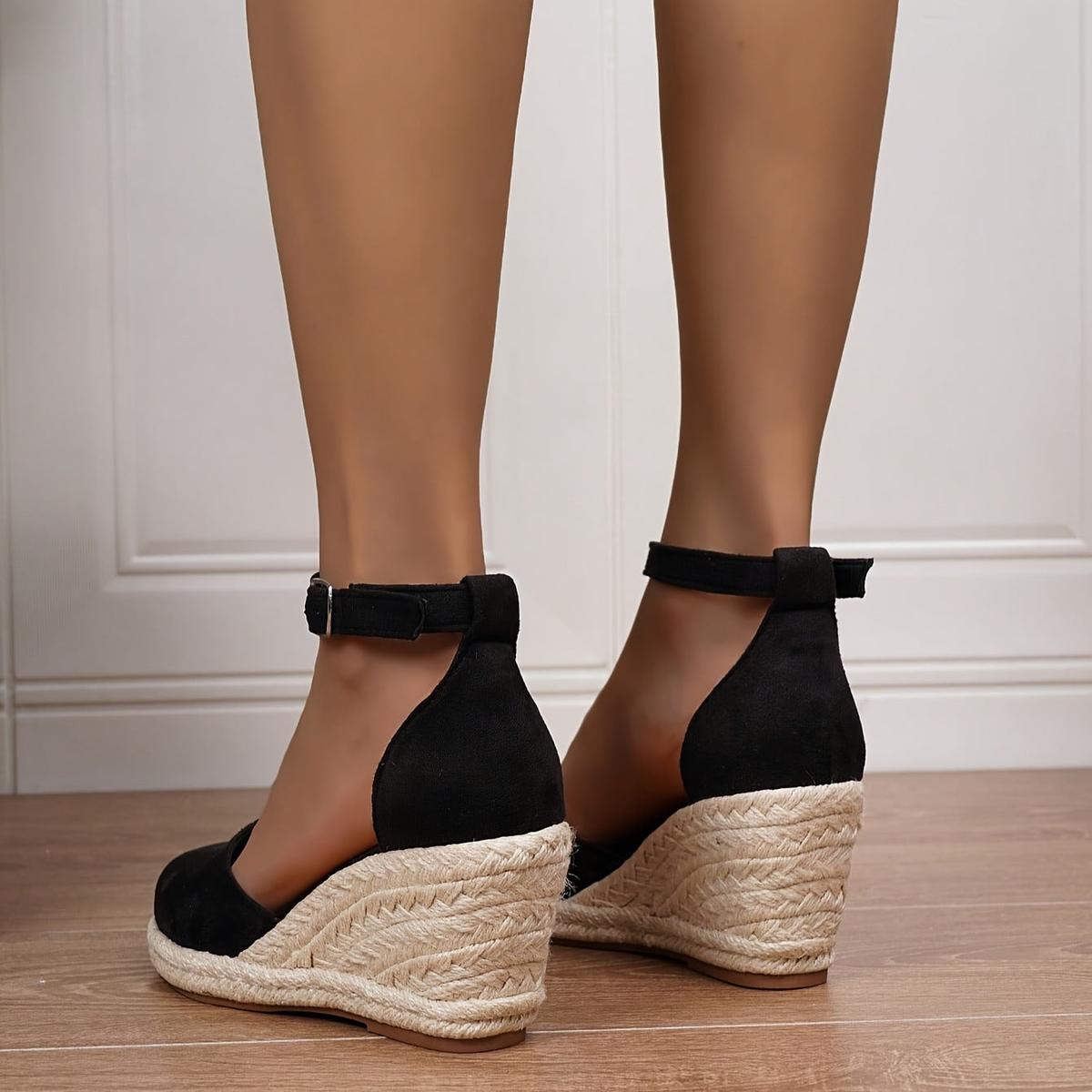 Anna | Sandalias de cuña casuales para mujer con hebilla en el tobillo