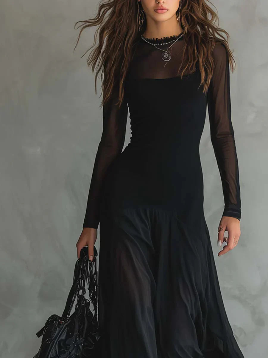 Vestido maxi con diseño en capas