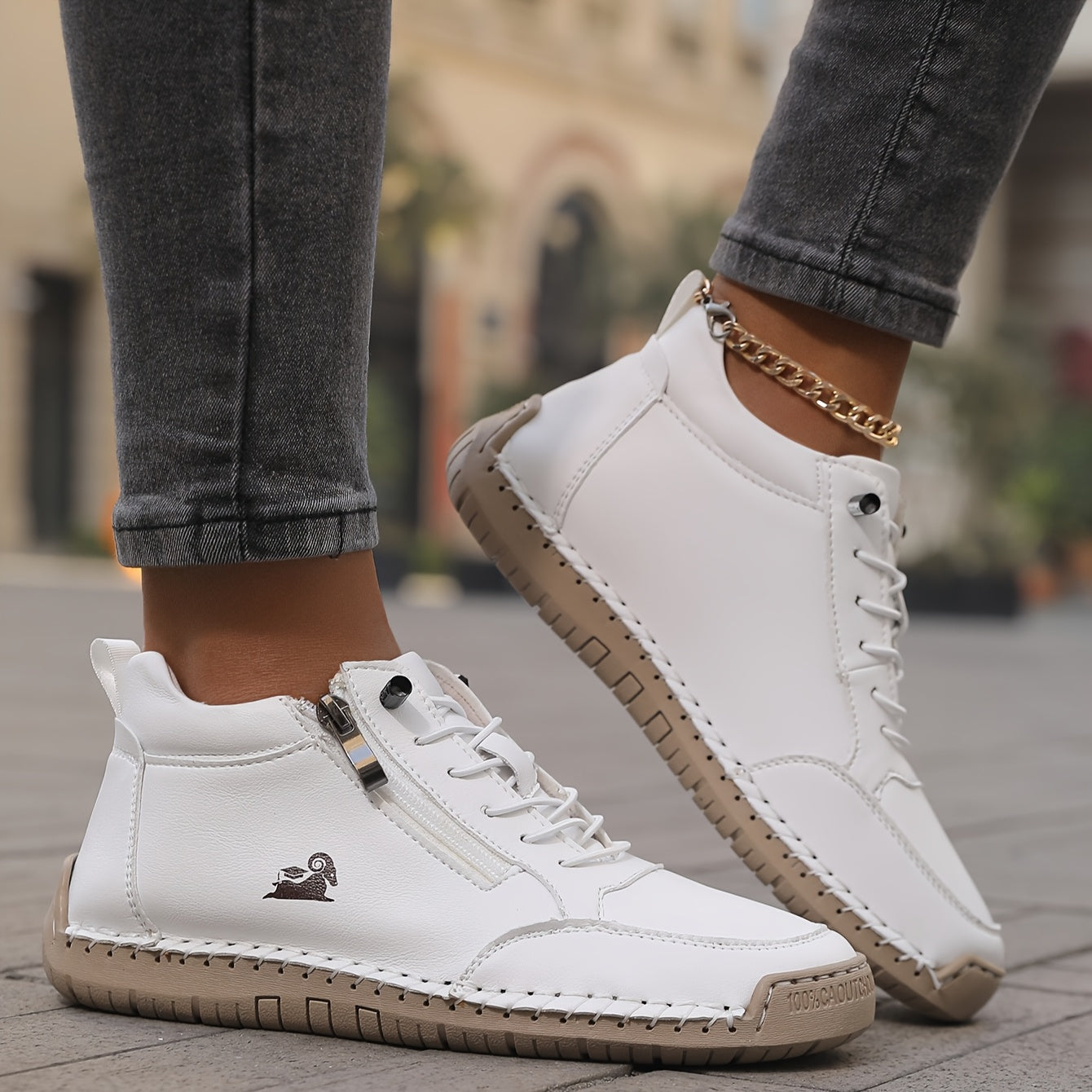 Flora Zapatos ortopédicos cómodos con cremallera