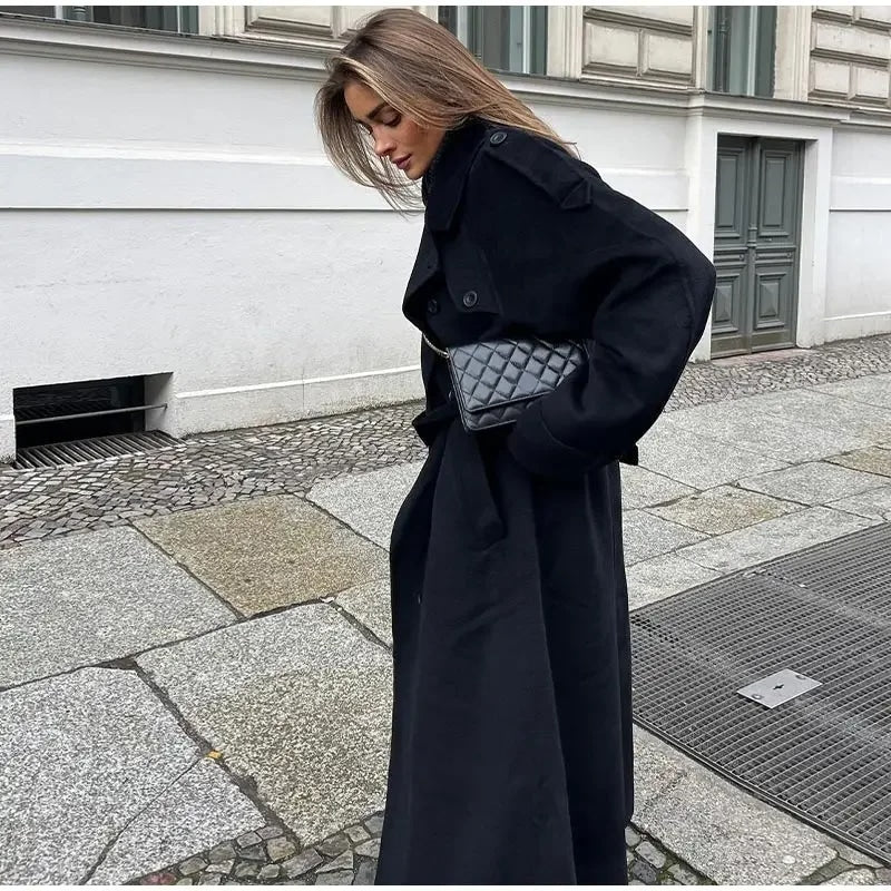 Abrigo trench oversize de invierno para mujer