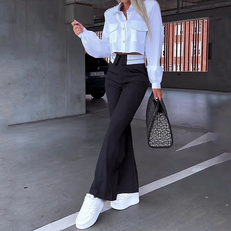 Camisa y Pantalón de traje holgado de moda para mujer(CONJUNTO)