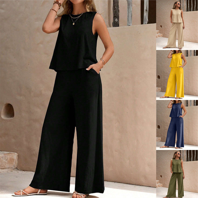 Conjunto informal de color liso para mujer