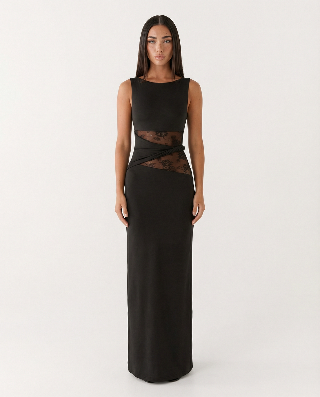 Vestido maxi de encaje ilusión