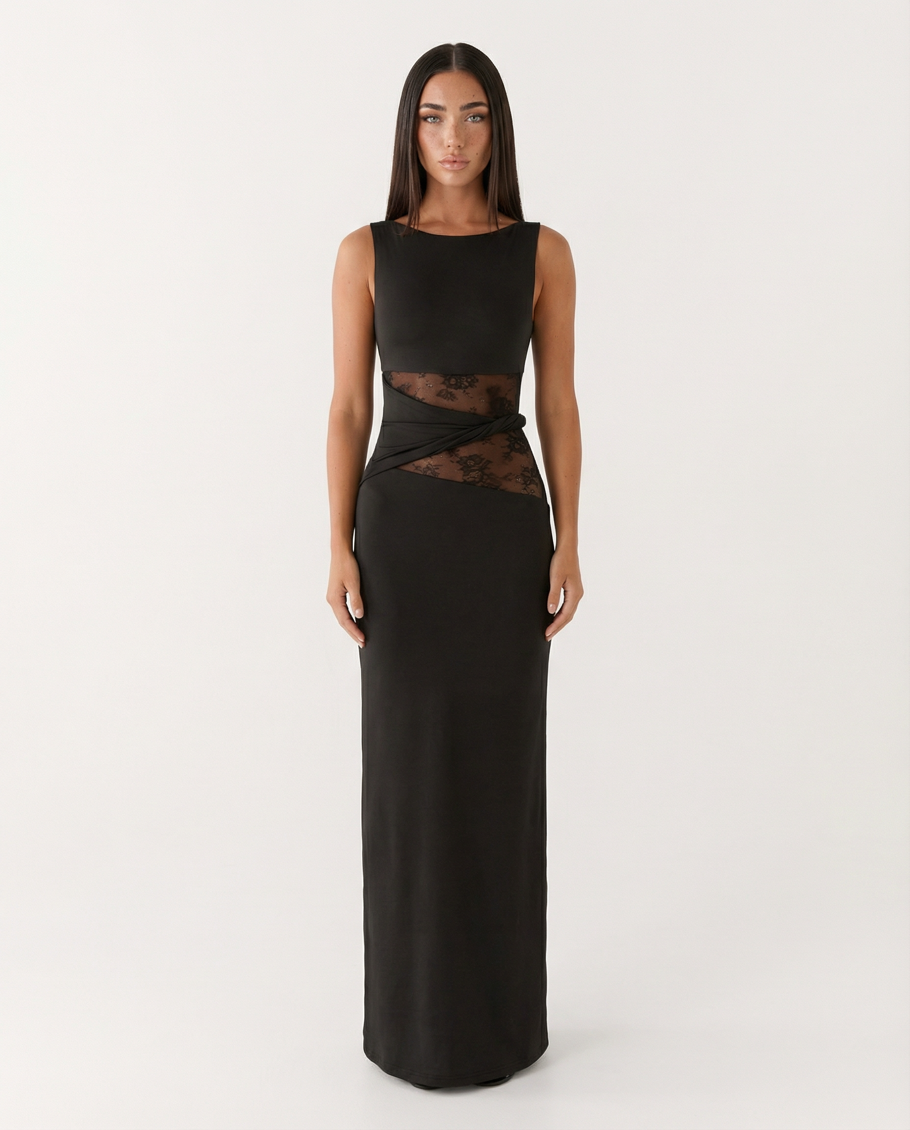 Vestido maxi de encaje ilusión