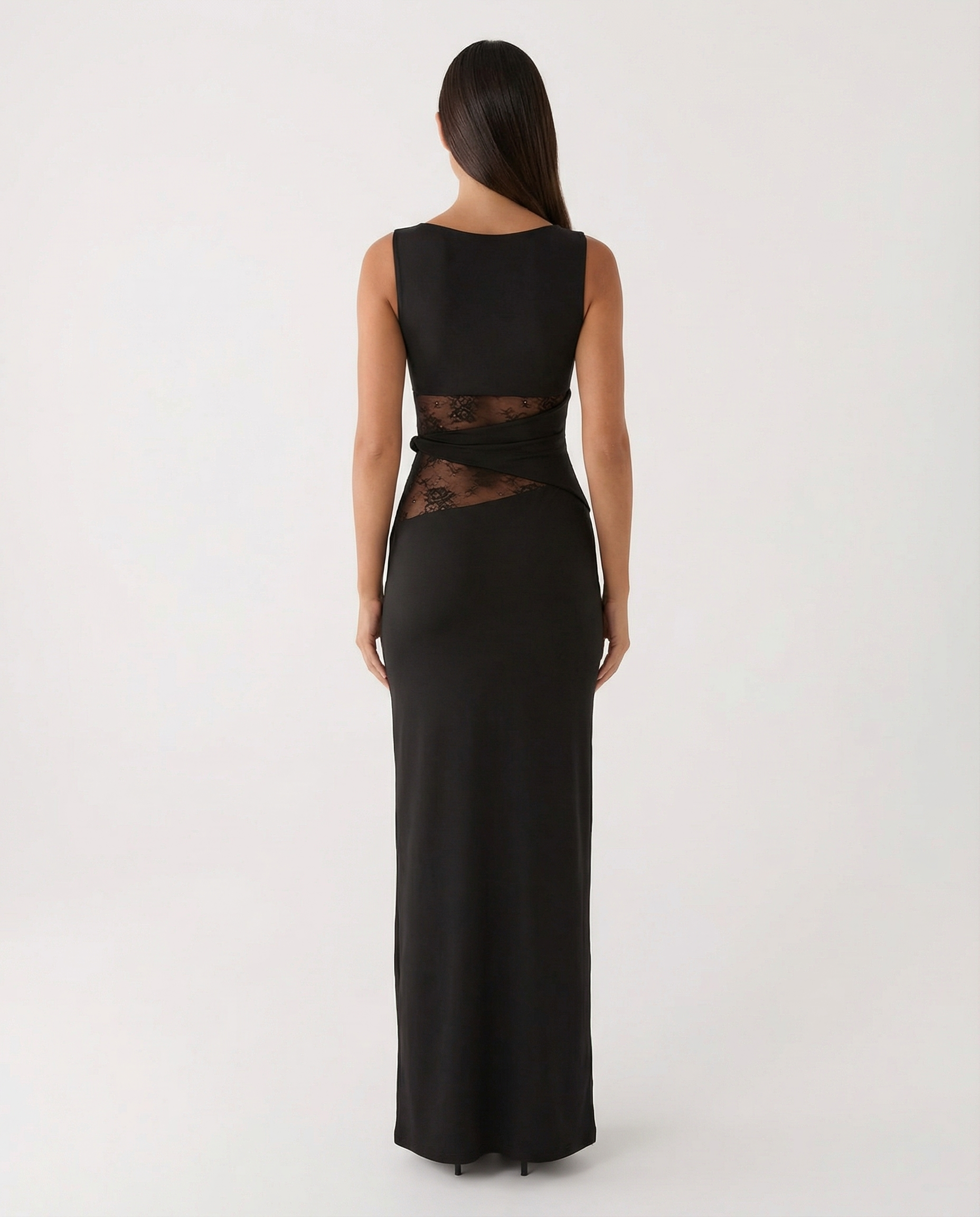 Vestido maxi de encaje ilusión